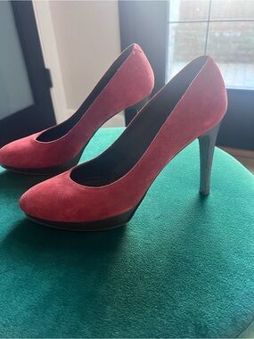 Joie Orange Suede Heels